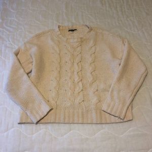 American Eagle Outfitters Cream Cable Knit Sweater